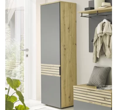 Předsíňová šatní skříň Milan v dekoru dub artisan a šedé