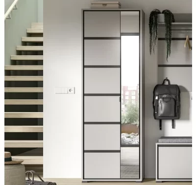 Předsíňová šatní skříň Jaru se zrcadlem v šedé barvě