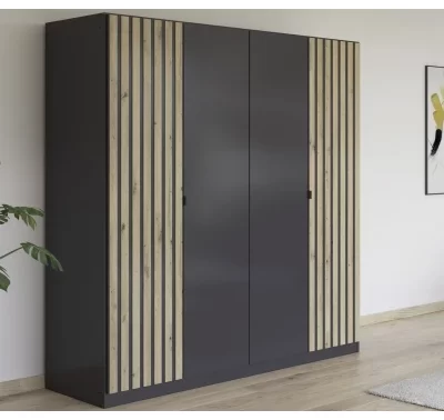 Šatní skříň Genua v tmavě šedé a dub artisan