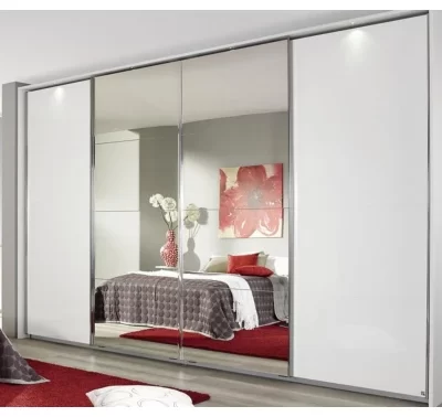 Šatní skříň Syncrono 316 cm bílá se zrcadlem