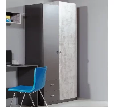 Šatní skříň Tablo se zásuvkami v šedé barvě