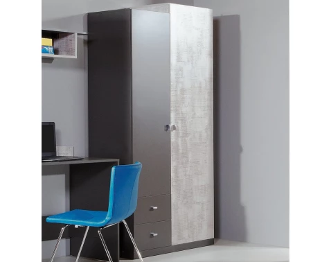 Šatní skříň Tablo se zásuvkami v šedé barvě