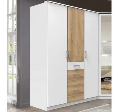 Šatní skříň Click 135 cm bílá a prkenný dub