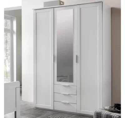 Bílá šatní skříň Nadja se zrcadlem 135 cm