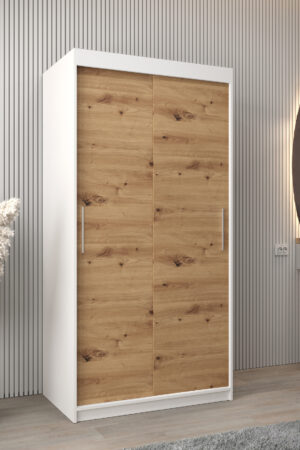 Šatní skříň Abi T0 s posuvnými dveřmi v bílé barvě