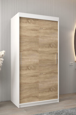 Šatní skříň Abi T0 s posuvnými dveřmi v bílé barvě