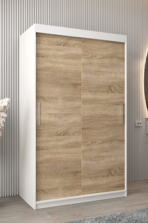 Šatní skříň Abi T0 s posuvnými dveřmi v bílé barvě