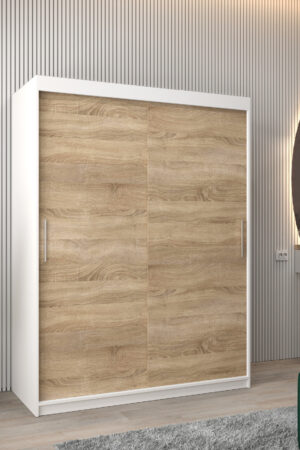 Šatní skříň Abi T0 s posuvnými dveřmi v bílé barvě