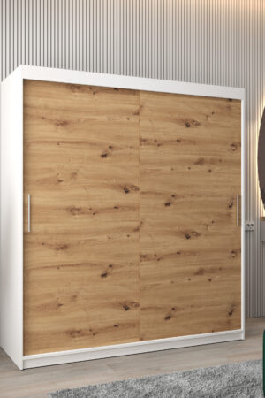 Šatní skříň Abi T0 s posuvnými dveřmi v bílé barvě