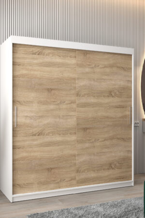 Šatní skříň Abi T0 s posuvnými dveřmi v bílé barvě