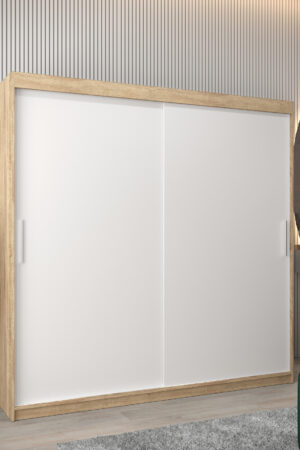 Šatní skříň Abi T0 s bílými posuvnými dveřmi