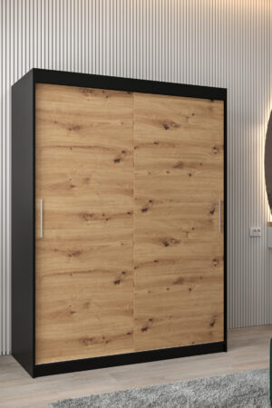 Šatní skříň Abi T0 s posuvnými dveřmi v černé barvě