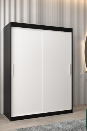 Šatní skříň Abi T0 černá s bílými dveřmi