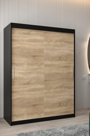 Šatní skříň Abi T0 s posuvnými dveřmi v černé barvě