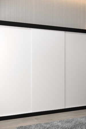Šatní skříň Abi T0 s černým korpusem a bílými dveřmi