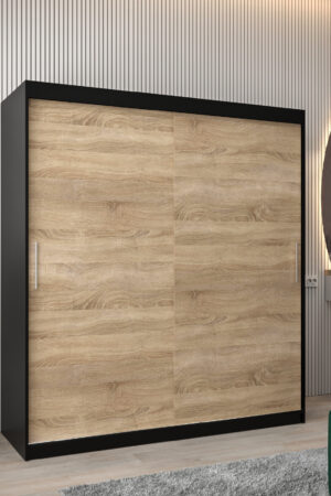 Šatní skříň Abi T0 s posuvnými dveřmi v černé barvě