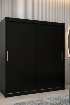 Šatní skříň Abi T0 s černými posuvnými dveřmi