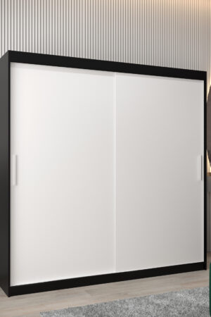 Šatní skříň Abi T0 s černým korpusem a bílými dveřmi