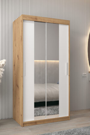 Šatní skříň Abi T1 s bílými posuvnými dveřmi