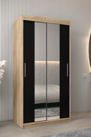 Šatní skříň Abi T1 Dub Sonoma s černými dveřmi