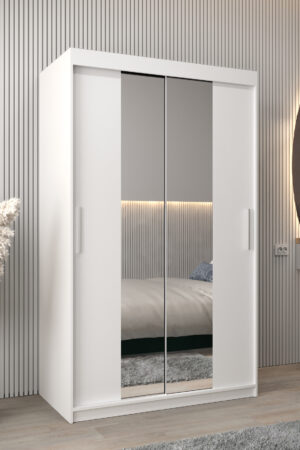 Šatní skříň Abi T1 s bílými dveřmi a zrcadlem