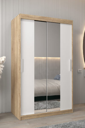 Šatní skříň Abi T1 v barvě Dub Sonoma s bílými dveřmi