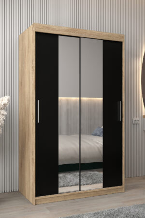 Šatní skříň Abi T1 dub sonoma s černými dveřmi