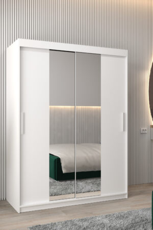 Šatní skříň Abi T1 v bílé barvě s posuvnými dveřmi