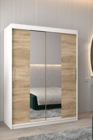 Šatní skříň Abi T1 bílá s dubovými dveřmi