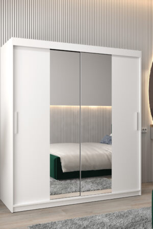 Šatní skříň Abi T1 v bílé barvě s posuvnými dveřmi