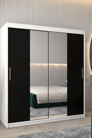 Šatní skříň Abi T1 s bílým korpusem a černými dveřmi