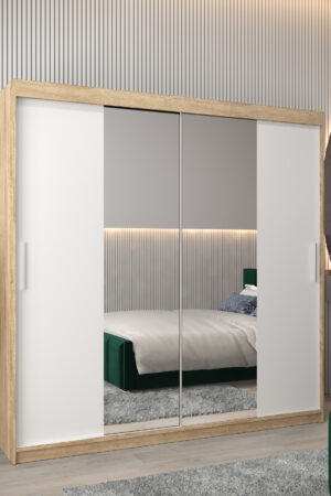 Šatní skříň Abi T1 v dekoru dub sonoma s bílými dveřmi