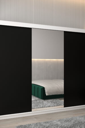 Šatní skříň Abi T1 s bílým korpusem a černými dveřmi