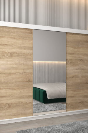 Šatní skříň Abi T1 s bílým korpusem a dubovými dveřmi