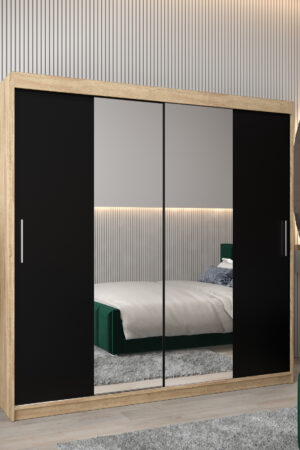 Šatní skříň Abi T1 v barvě Dub Sonoma s černými dveřmi