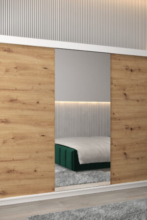 Šatní skříň Abi T1 v bílé barvě s dubovými dveřmi