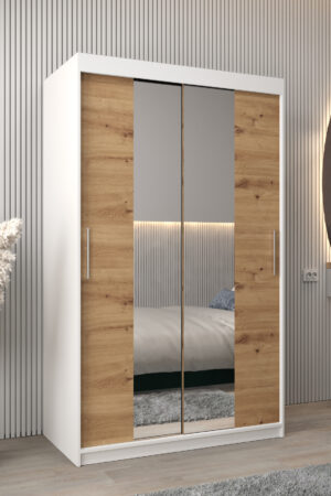 Šatní skříň Abi T1 bílá s dubovými dveřmi