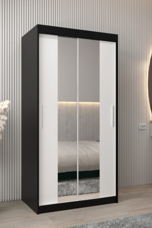 Šatní skříň Abi T1 v černé barvě s bílými dveřmi