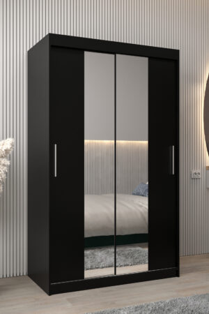 Šatní skříň Abi T1 s posuvnými dveřmi v černé barvě