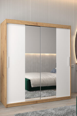 Šatní skříň Abi T1 s bílými posuvnými dveřmi