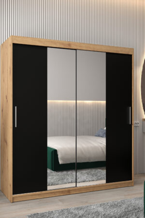 Šatní skříň Abi T1 v dubu artisan s černými dveřmi