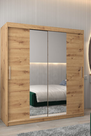 Šatní skříň Abi T1 s posuvnými dveřmi a zrcadlem.
