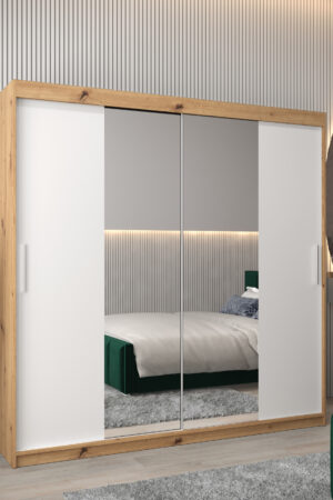 Šatní skříň Abi T1 s bílými dveřmi a zrcadlem