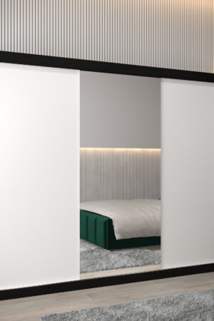 Šatní skříň Abi T1 s černým korpusem a bílými dveřmi