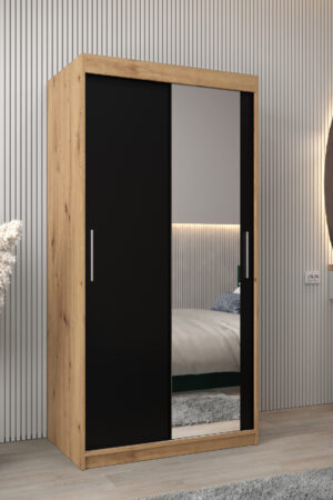 Šatní skříň Abi T2 s posuvnými dveřmi a zrcadlem.