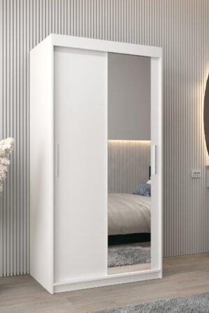 Šatní skříň Abi T2 s posuvnými dveřmi a zrcadlem.