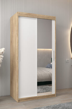 Šatní skříň Abi T2 s bílými dveřmi a zrcadlem