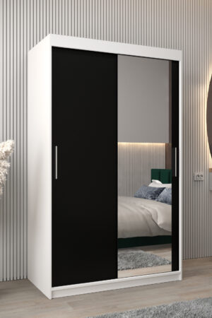 Šatní skříň Abi T2 s bílým korpusem a černými dveřmi