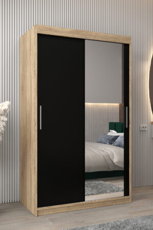 Šatní skříň Abi T2 v dubovém dekoru se zrcadlem.