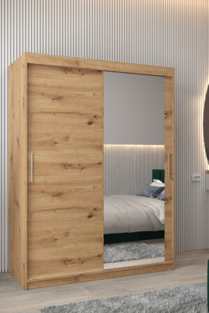 Šatní skříň Abi T2 s posuvnými dveřmi a zrcadlem.